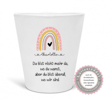 Preview: stiller Blumentopf - Vase kleiner Regenbogen Name personalisiert  Sternenkind Trauer  Grab, Urnengrab, Abschied, Friedhof ....von Lüttentüddel®